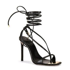 Schutz Vikki Lo Black Strappy Ankle Open Toe Stiletto Heel Sandals US 10 B